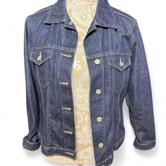 Y2K Vintage GAP Denim Jean Jacket Dark Wash Casual Streetwear Size Small - Picture 3 of 8